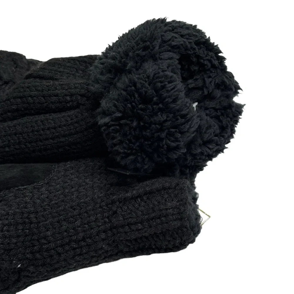 Isotoner Women's Black Chunky Cable Knit Mitten Super Soft Lining One Size NEW - Picture 6 of 7